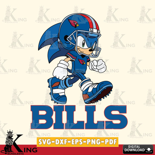 Digital download featuring Buffalo Bills Sonic Ready Football PNG clipart for sublimation printing and graphic design