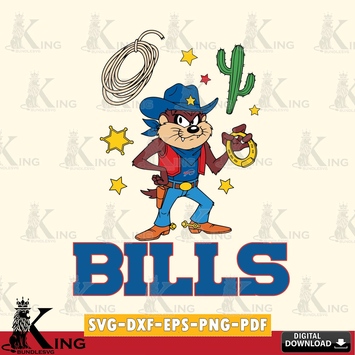 Buffalo Bills Taz Cowboy Western Cut file  , Digital Download , Instant Download, Looney Tunes svg, Football svg