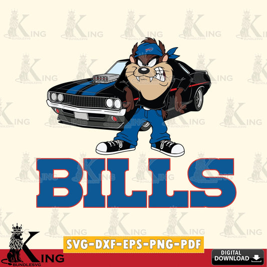 Buffalo Bills Taz Racing Car Cut file  , Digital Download , Instant Download, Looney Tunes svg, Football svg
