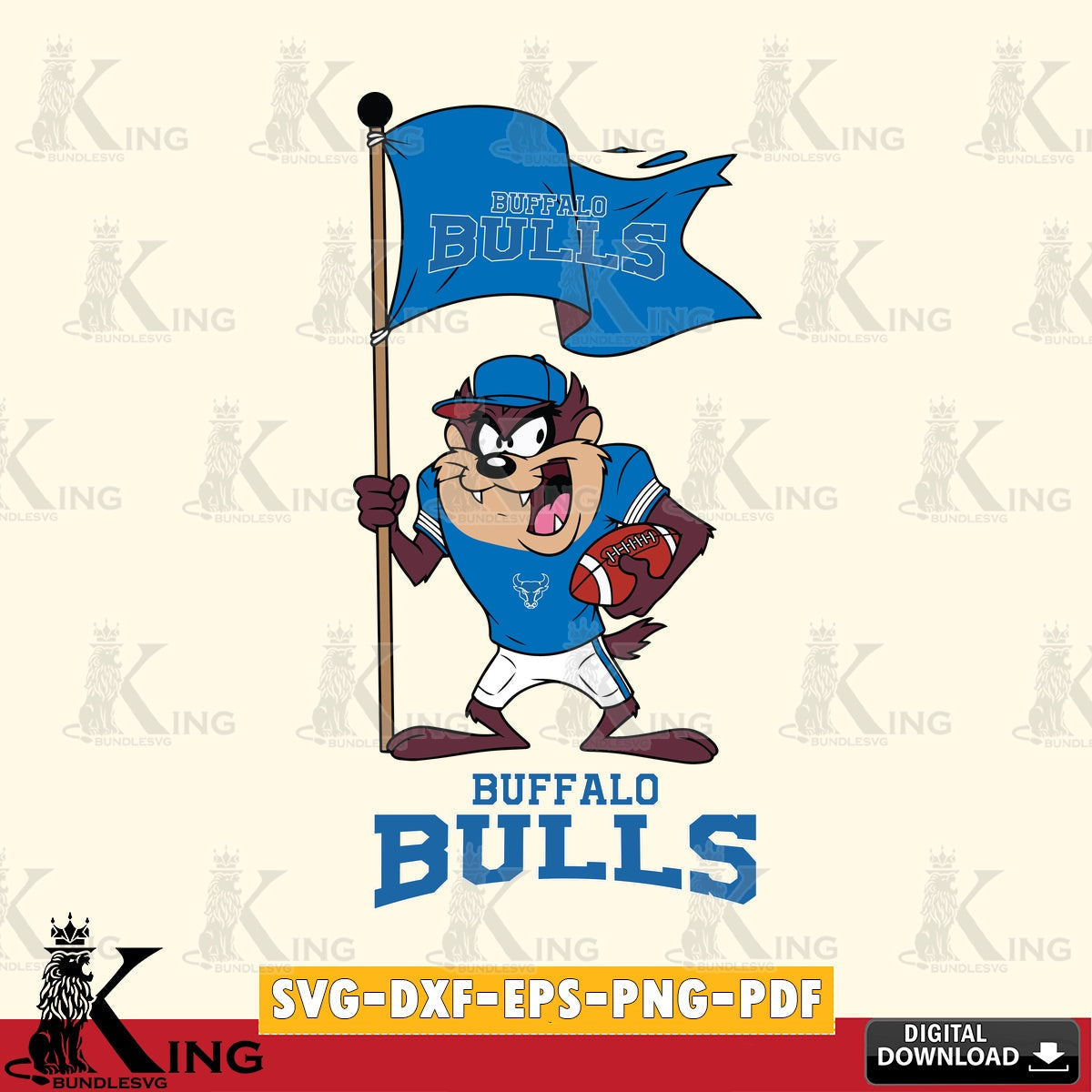Buffalo Bulls Football Taz Flag Art SVG file, Cut file  , Digital Download , Instant Download, Taz svg, NCAA svg