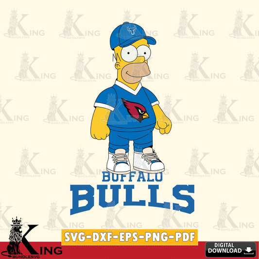 Unique artwork depicting a Buffalo Bulls Homer Simpson football design, a cut file ideal for vinyl projects and T-shirt printing.