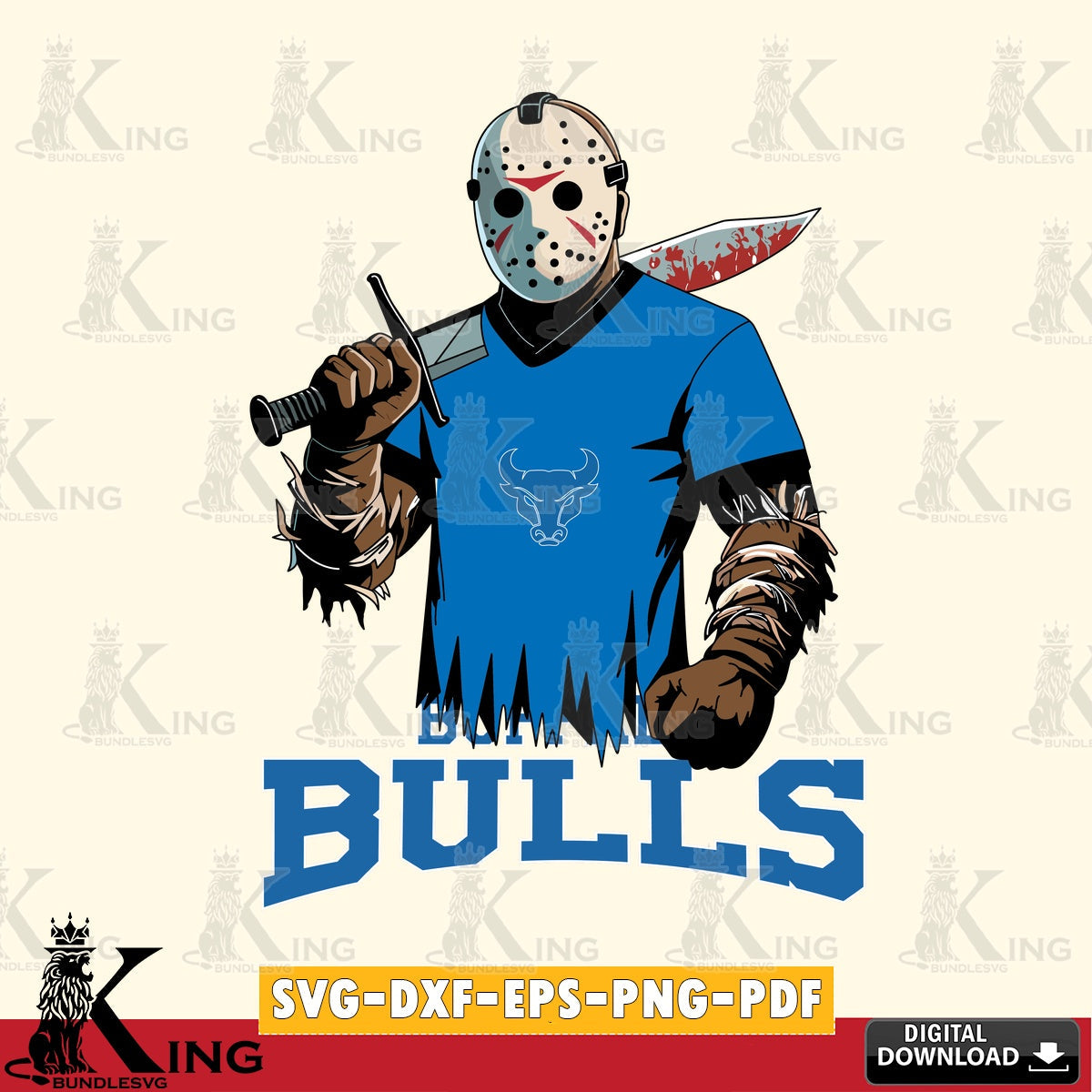 Creative design featuring a Buffalo Bulls Jason Voorhees football image, NCAA, SVG PNG design suitable for Glowforge and laser