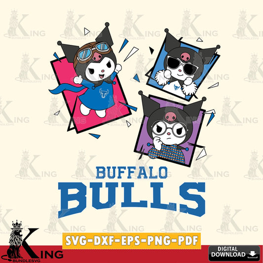 Buffalo Bulls Kuromi Action Football SVG file, Cricut, Cut file  , Digital Download , Instant Download, Sanrio svg, Clipart