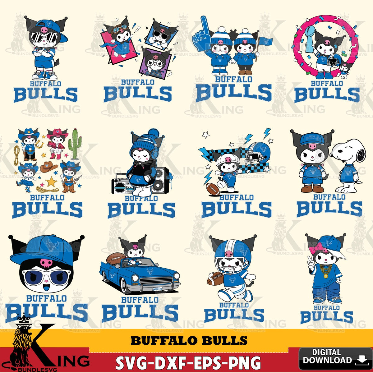 Buffalo Bulls Kuromi Football Jersey NCAA Bundle SVG file, Cricut, Cut file  , Digital Download , Instant Download, Sanrio svg, Clipart