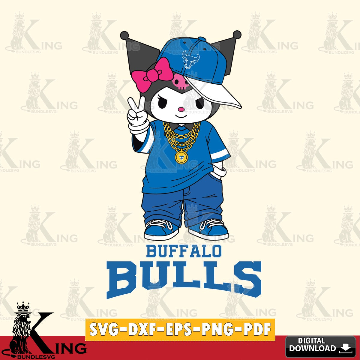 Buffalo Bulls Kuromi Streetwear Style SVG file, Cricut, Cut file  , Digital Download , Instant Download, Sanrio svg, Clipart