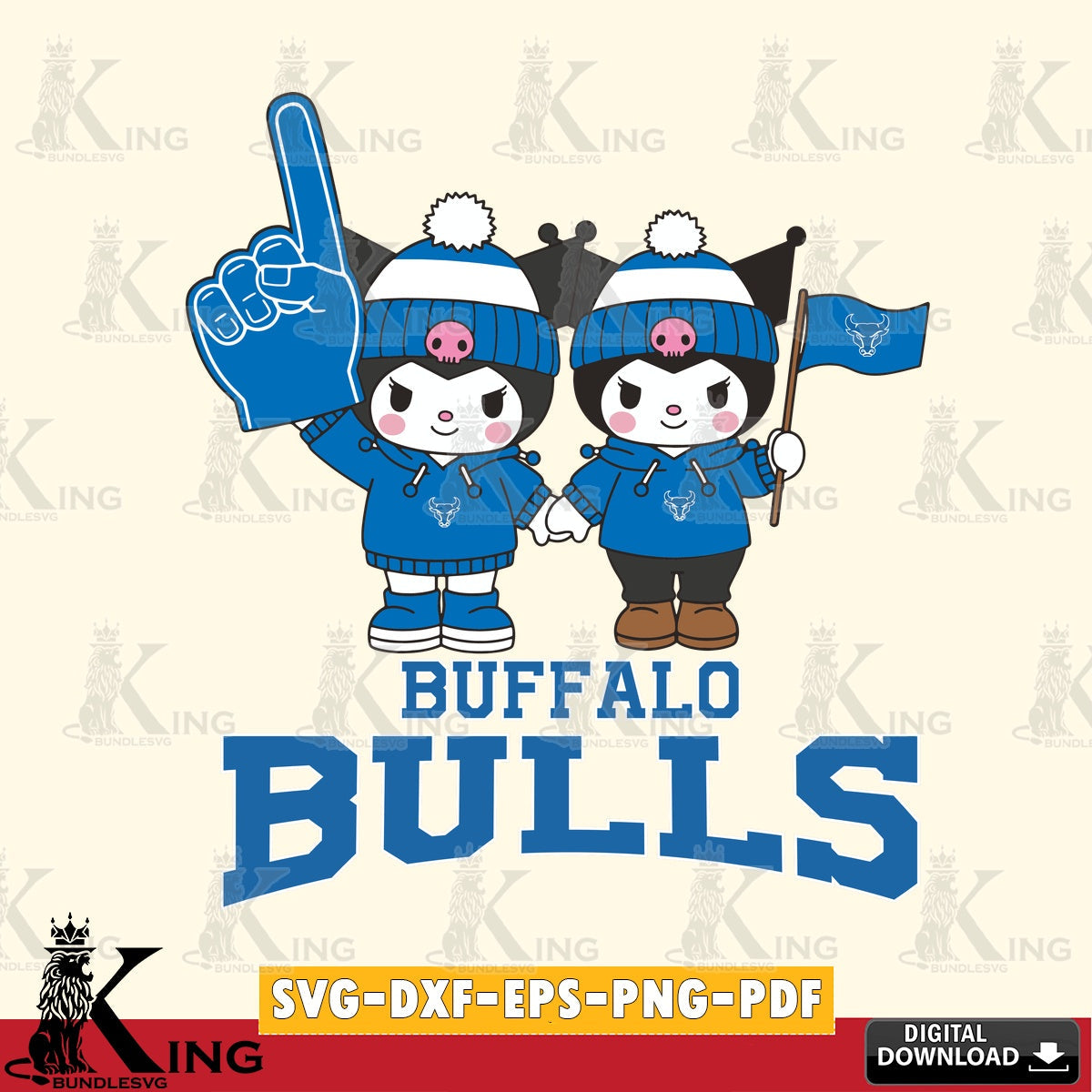 Buffalo Bulls Kuromi rugby Fan SVG file, Cricut, Cut file  , Digital Download , Instant Download, Sanrio svg, Clipart
