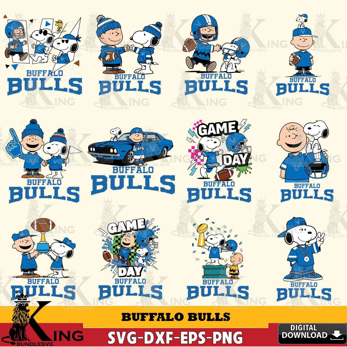 Buffalo Bulls Peanuts Football NCAA Bundle SVG, Cricut, Cut file  , Digital Download , Instant Download, Peanuts svg, NCAA svg, Football svg, Sport svg