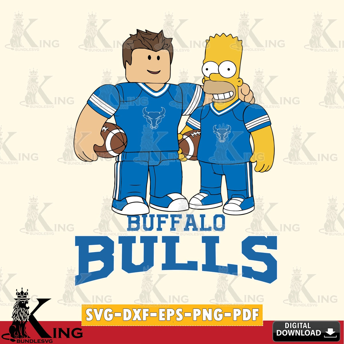 Buffalo Bulls Roblox & Homer Simpson Football SVG file , NCAA Cricut,  File cut , Digital Download , PDF File