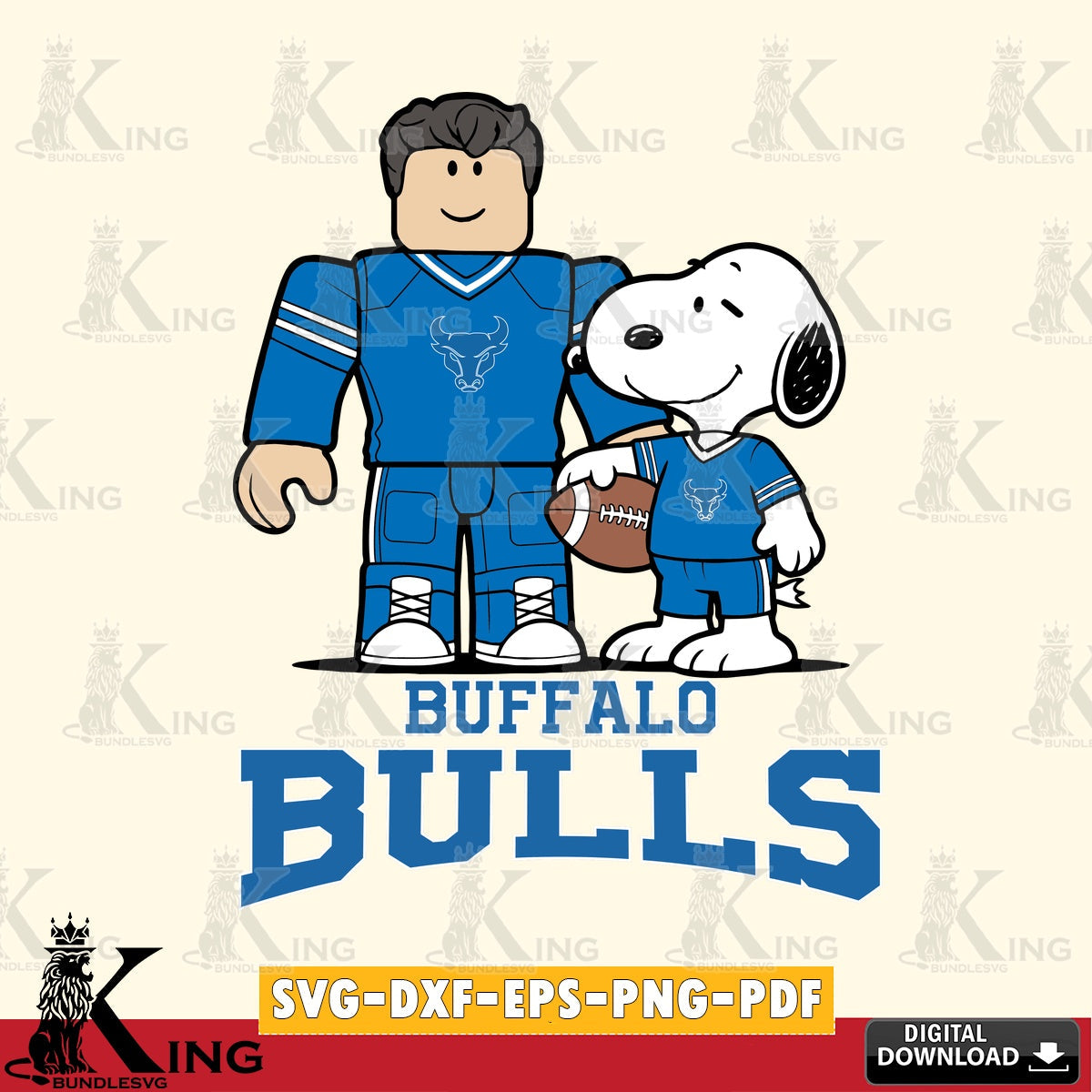 Buffalo Bulls Roblox & Snoopy Football SVG file , NCAA Cricut,  File cut , Digital Download , PDF File
