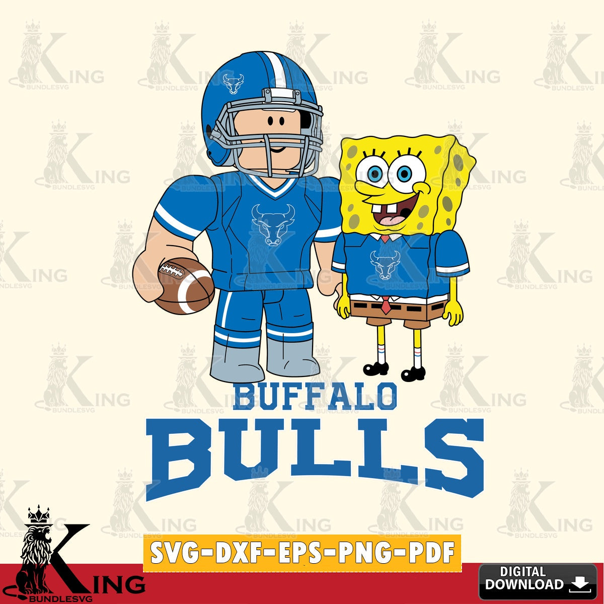 Buffalo Bulls Roblox & Spongebob Football SVG file , NCAA Cricut,  File cut , Digital Download , PDF File