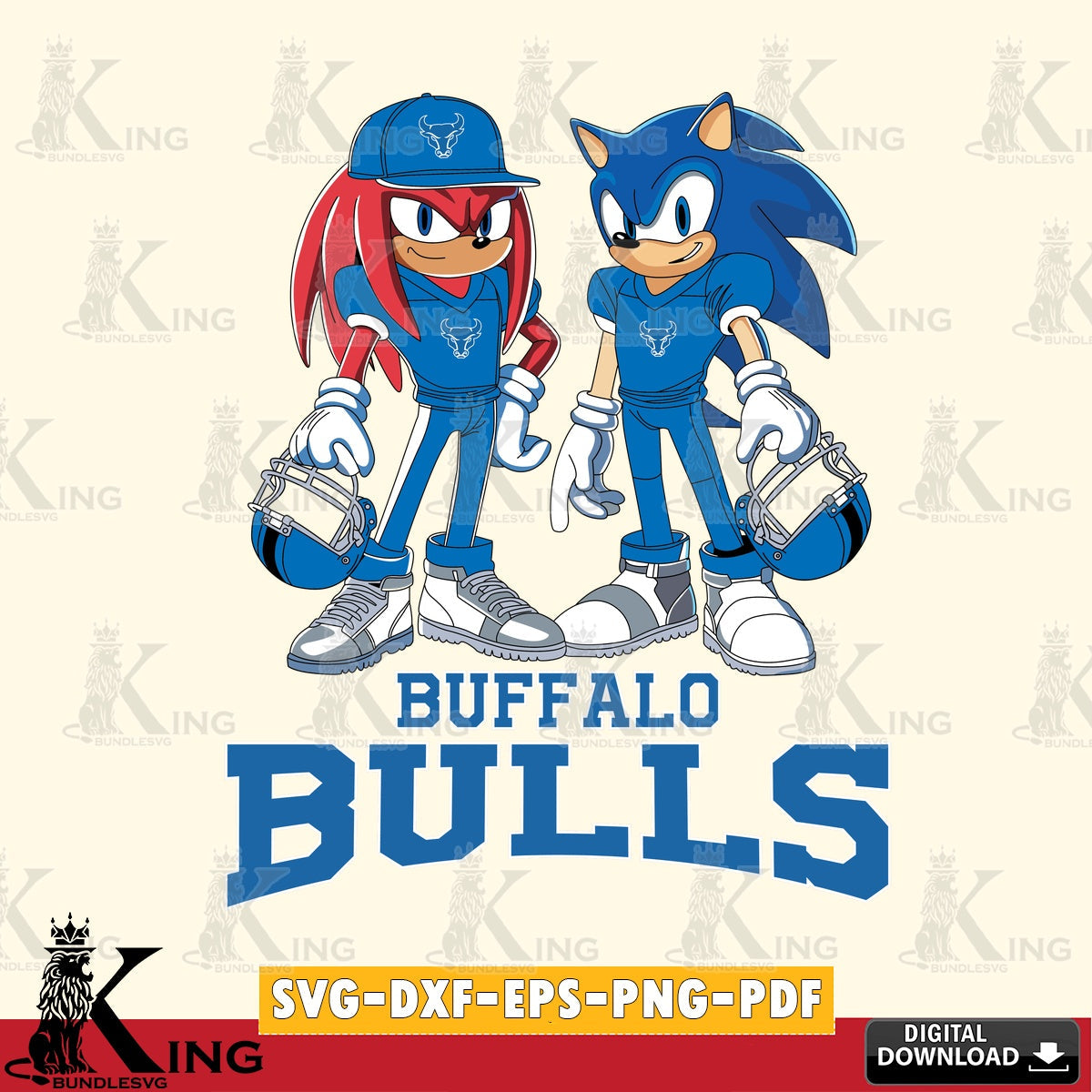 Unique artwork depicting a Buffalo Bulls Sonic and Knuckles football player, high-quality vector for DIY scrapbooking and home