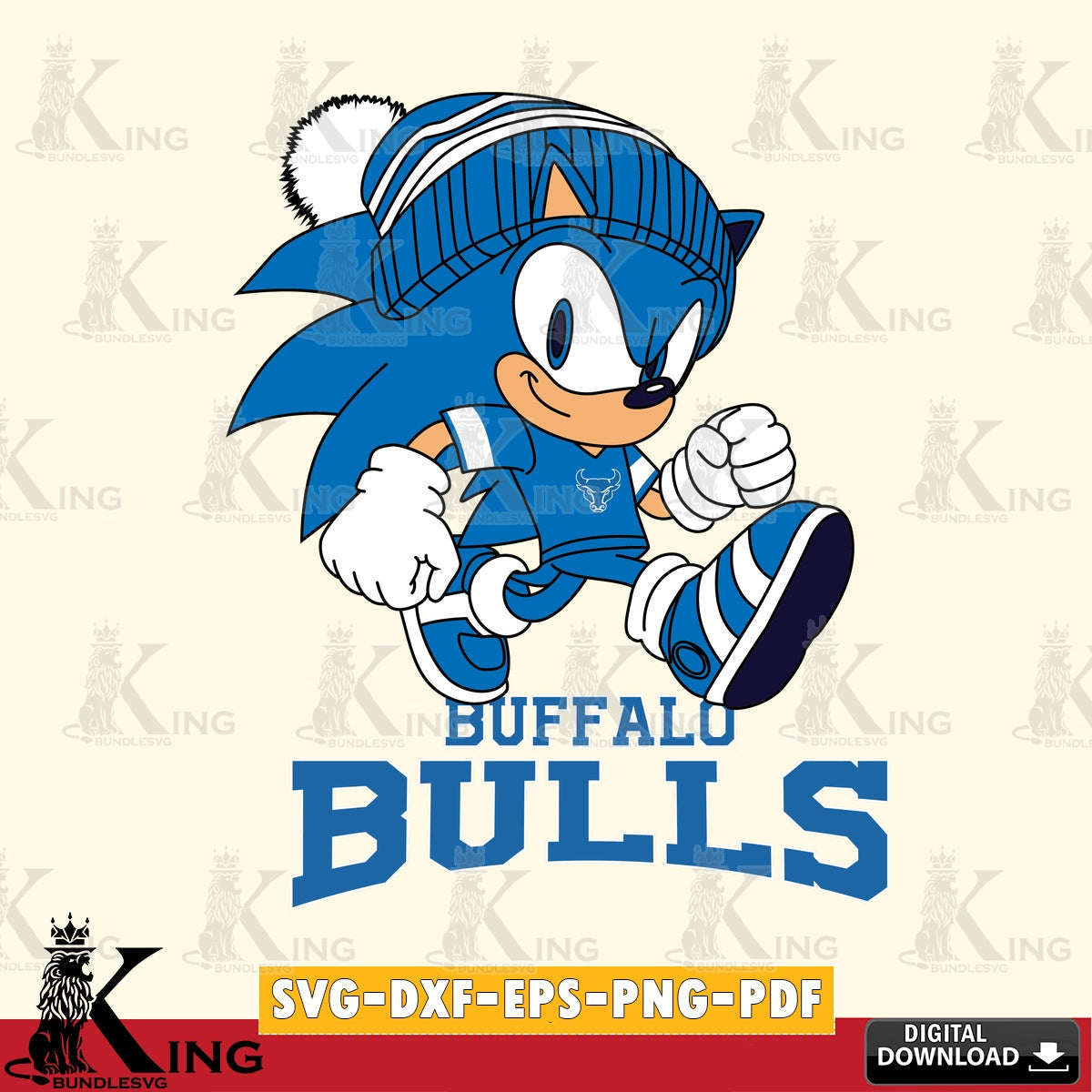 Detailed illustration of Buffalo Bulls Sonic Football vector art for engraving, cutting, and printing
