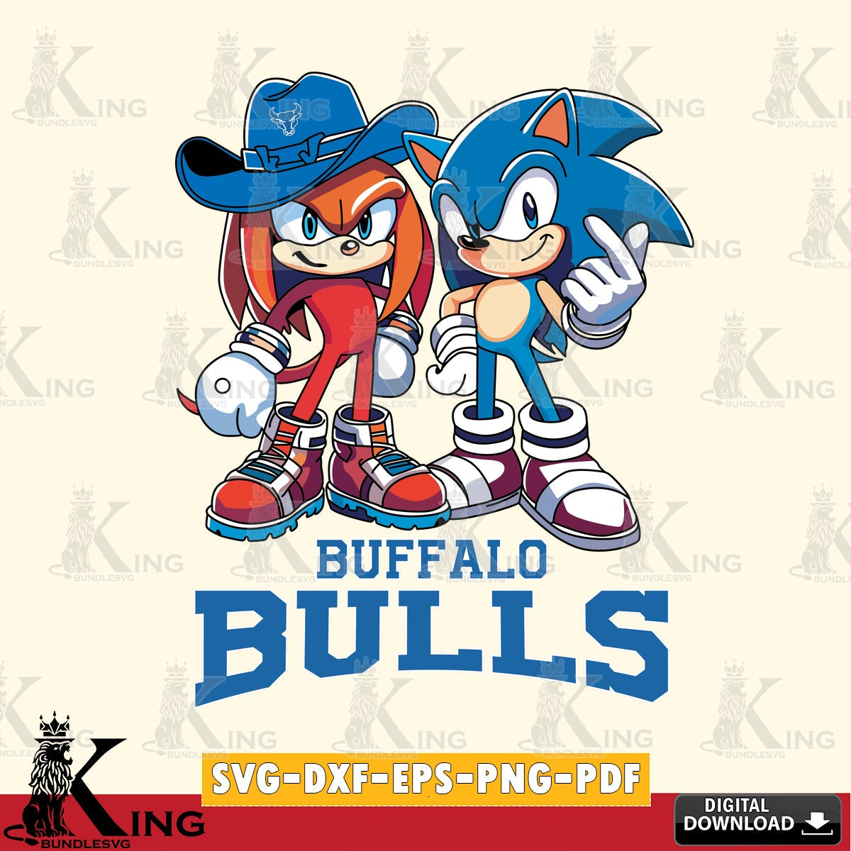 Buffalo Bulls Sonic & Knuckles Football Mascot SVG file, Vector , Digital Download , PDF File , Instant Download