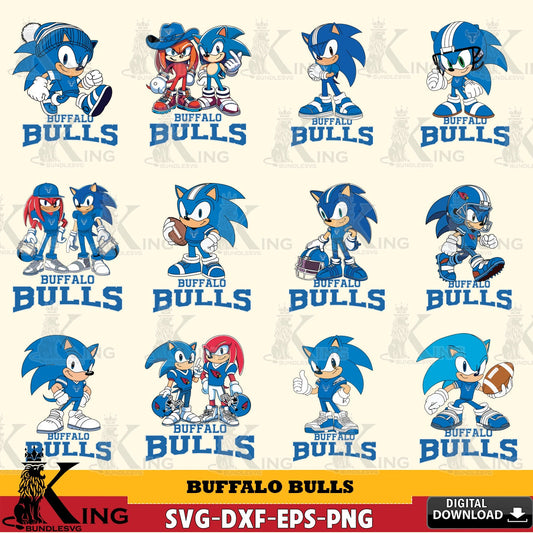 Massive pack of Buffalo Bulls Sonic & Knuckles NCAA Football bundle vector art for engraving, cutting, and printing