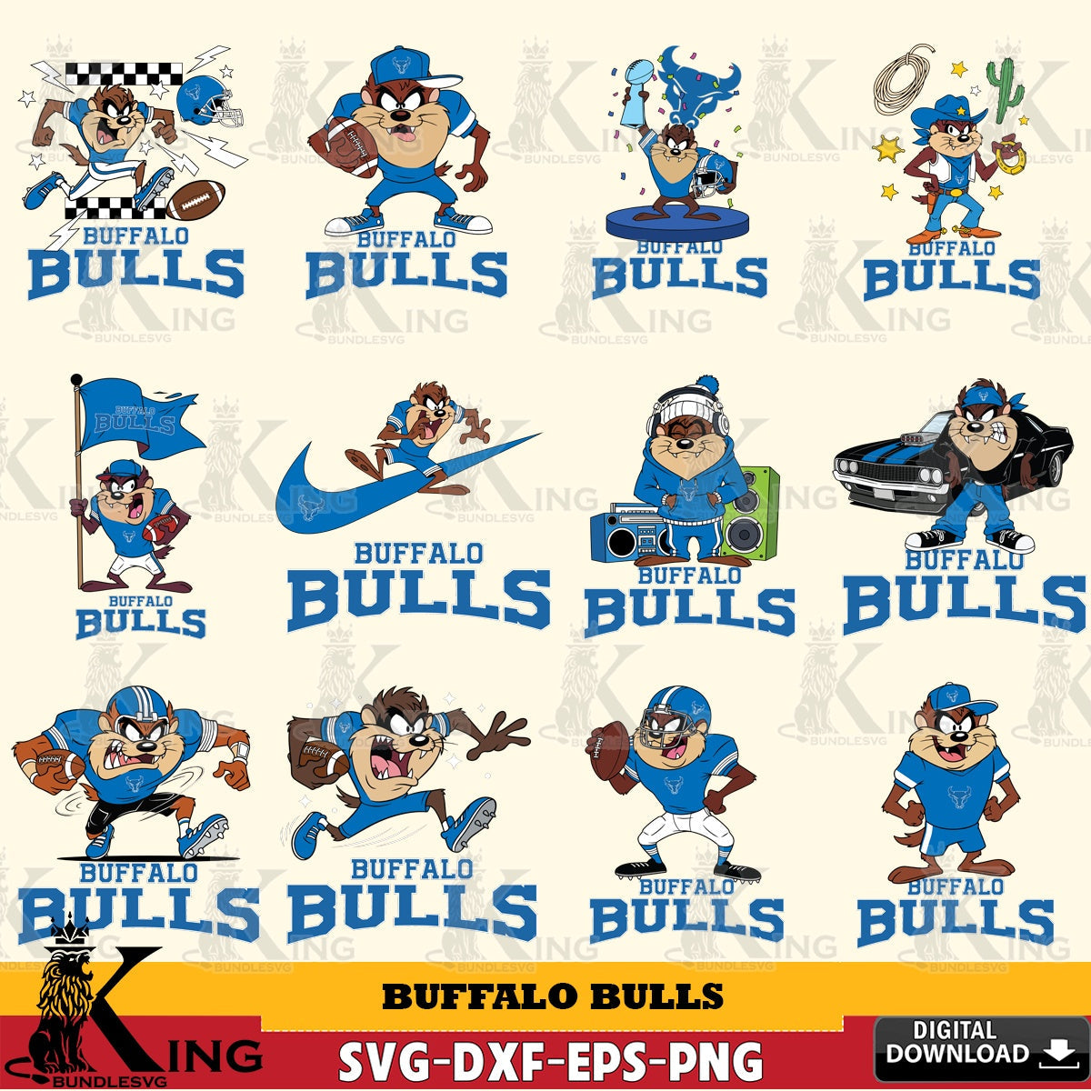 Buffalo Bulls Taz Football NCAA Bundle SVG file, Cut file  , Digital Download , Instant Download, Taz svg, NCAA svg