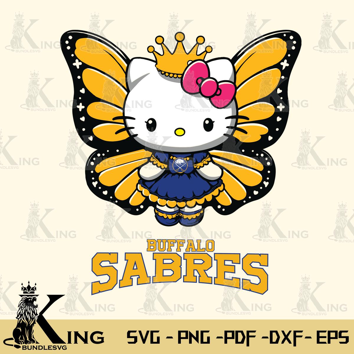 Buffalo Sabres Kitty Wings & Flowers Svg Eps Dxf Png File, Digital Download