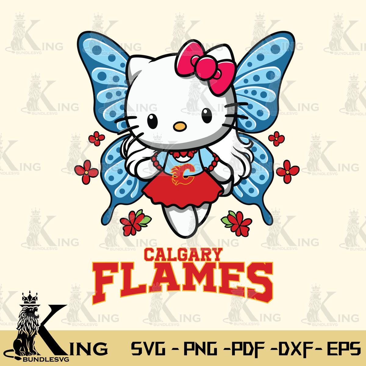 Calgary Flames Butterfly Kitty Charm Svg Eps Dxf Png File, Digital Download