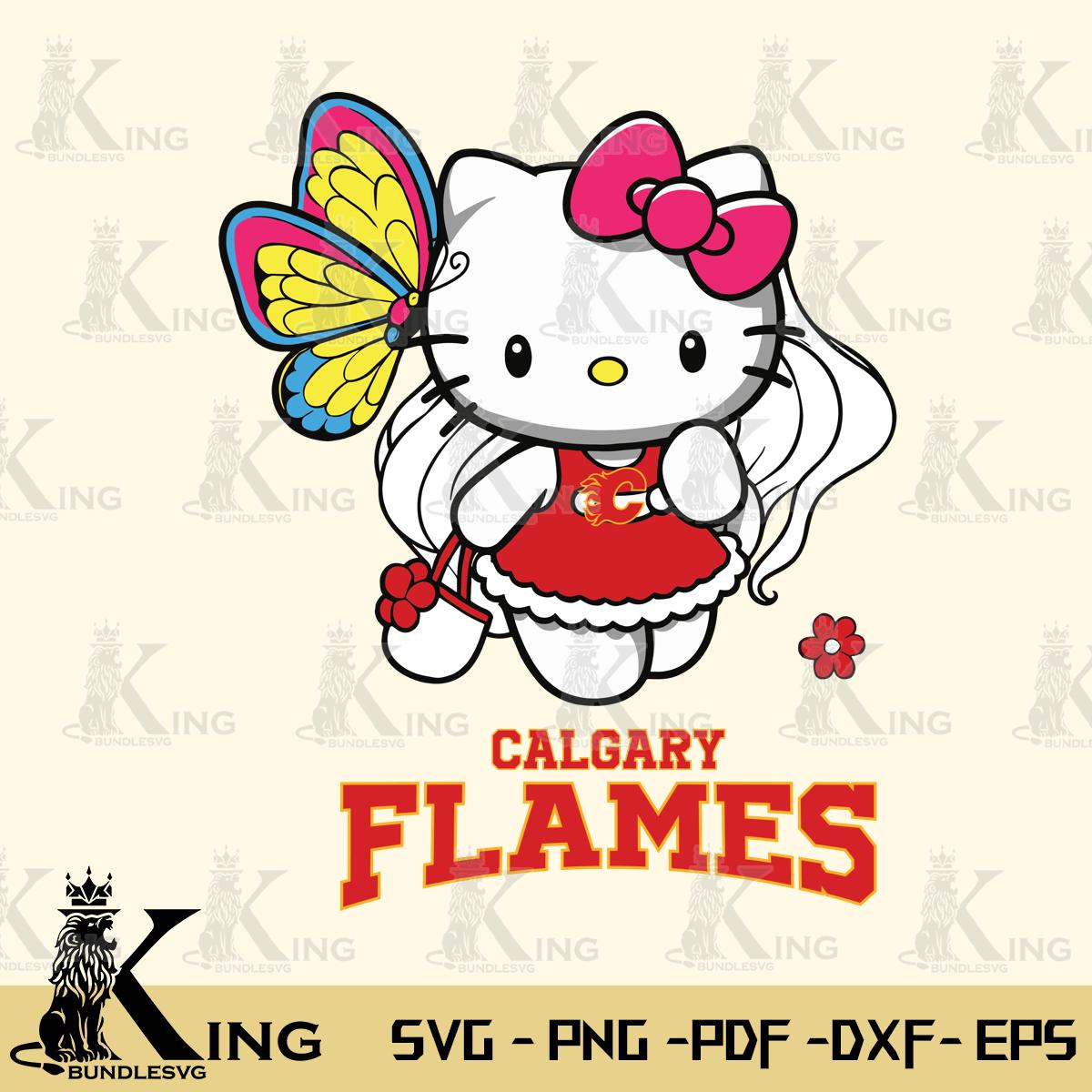 Calgary Flames Kitty Cartoon Svg Eps Dxf Png File, Digital Download