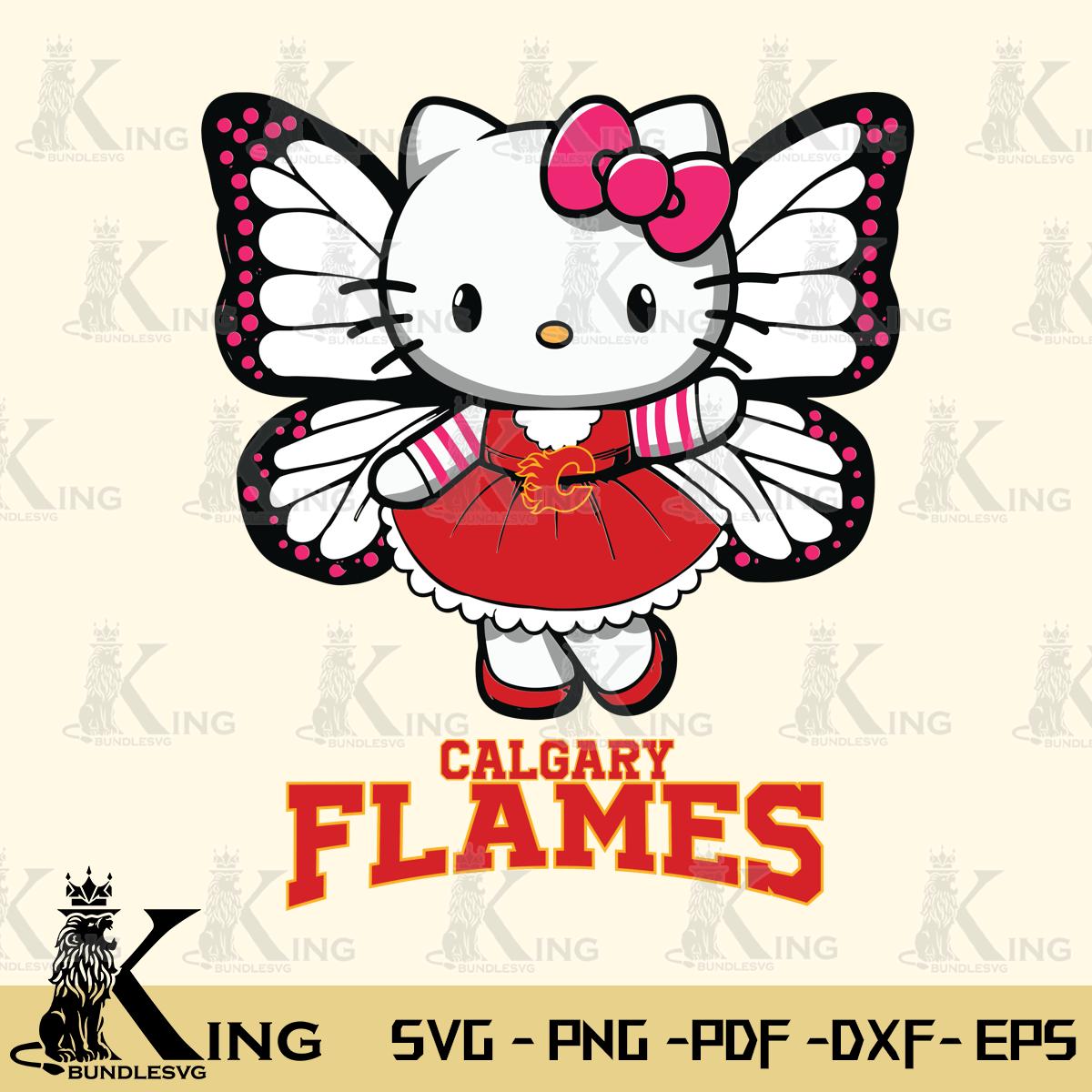 Calgary Flames Whimsical Kitty Wings Svg Eps Dxf Png File, Digital Download