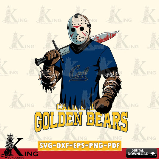 Creative design featuring California Golden Bears Jason Voorhees Football vector art for engraving, cutting, and printing