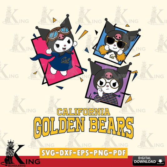California Golden Bears Kuromi Action Football SVG file, Cricut, Cut file  , Digital Download , Instant Download, Sanrio svg, Clipart