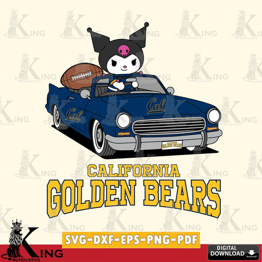California Golden Bears Kuromi Car Football Game SVG file, Cricut, Cut file  , Digital Download , Instant Download, Sanrio svg, Clipart