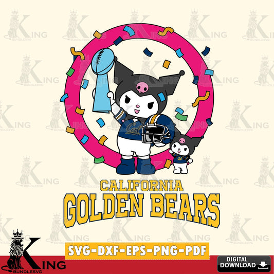California Golden Bears Kuromi Football Champion SVG file, Cricut, Cut file  , Digital Download , Instant Download, Sanrio svg, Clipart