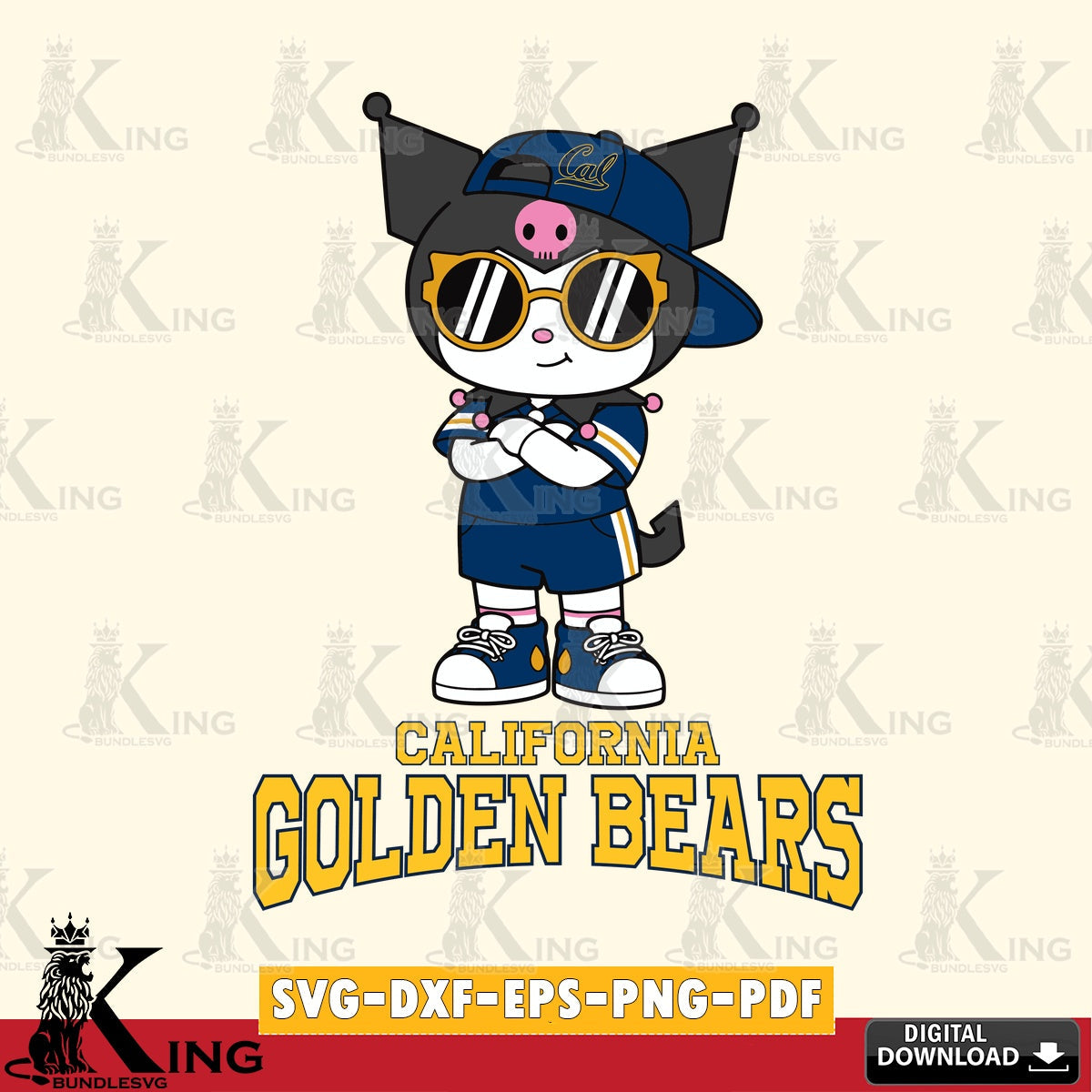 California Golden Bears Kuromi Football Jersey SVG file, Cricut, Cut file  , Digital Download , Instant Download, Sanrio svg, Clipart