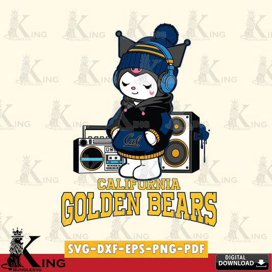 California Golden Bears Kuromi Football Music SVG file, Cricut, Cut file  , Digital Download , Instant Download, Sanrio svg, Clipart