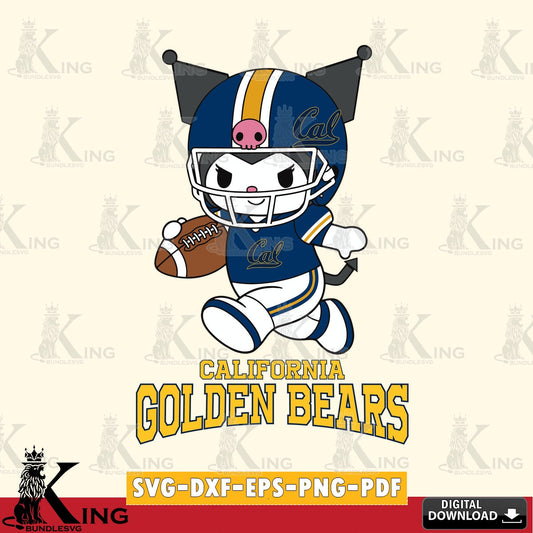 California Golden Bears Kuromi Football Run SVG file, Cricut, Cut file  , Digital Download , Instant Download, Sanrio svg, Clipart