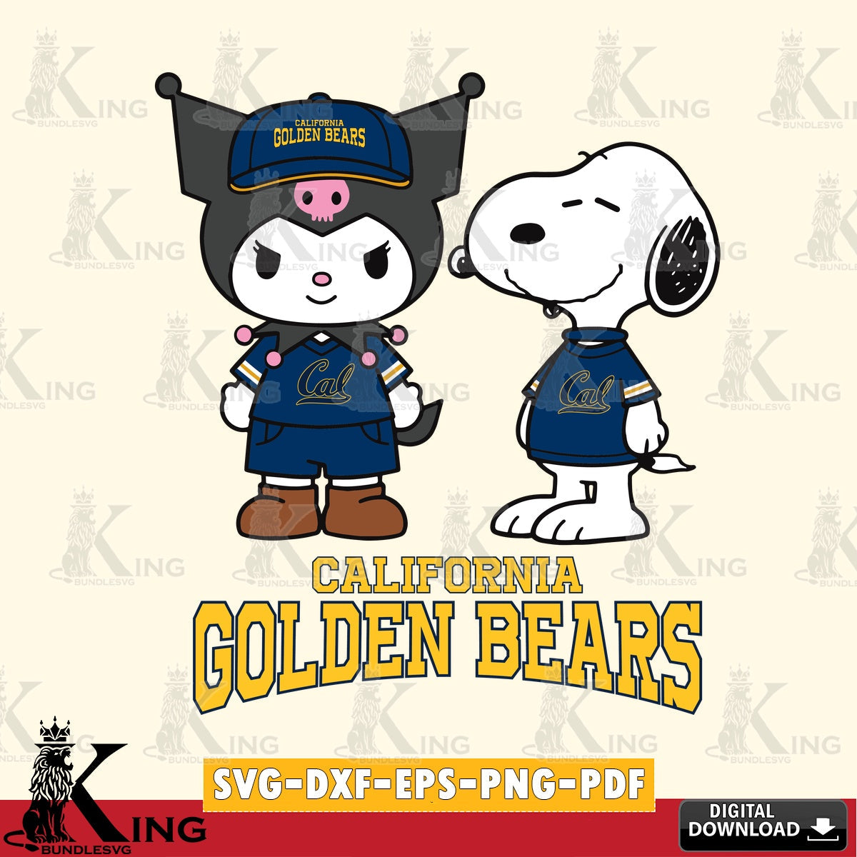 California Golden Bears Kuromi Snoopy Football SVG file, Cricut, Cut file  , Digital Download , Instant Download, Sanrio svg, Clipart