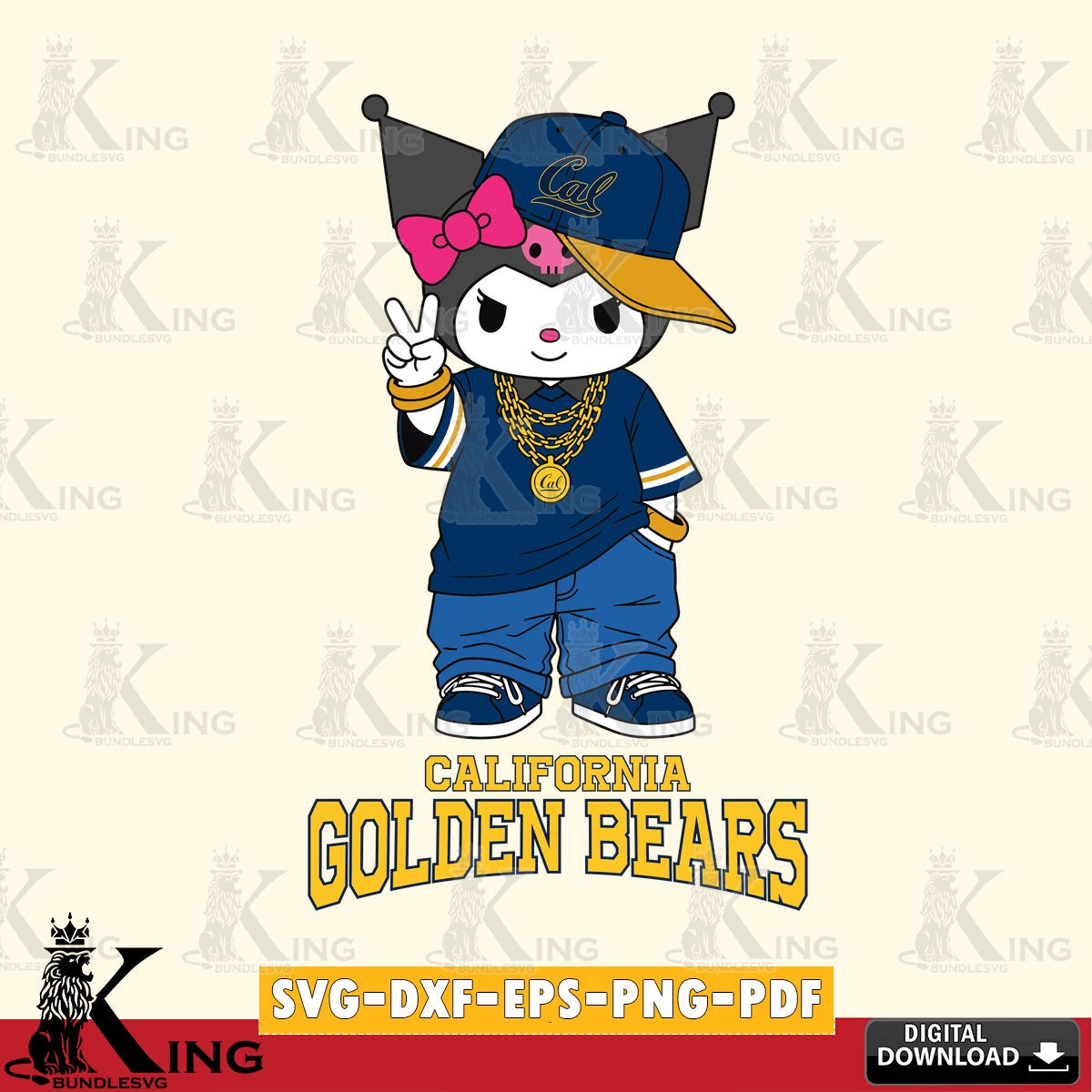 California Golden Bears Kuromi Streetwear Style SVG file, Cricut, Cut file  , Digital Download , Instant Download, Sanrio svg, Clipart