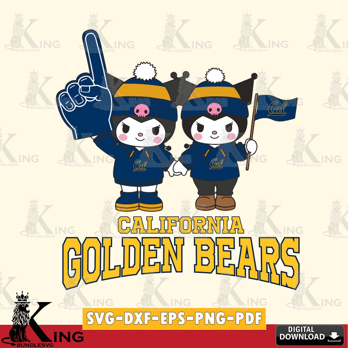California Golden Bears Kuromi rugby Fan SVG file, Cricut, Cut file  , Digital Download , Instant Download, Sanrio svg, Clipart
