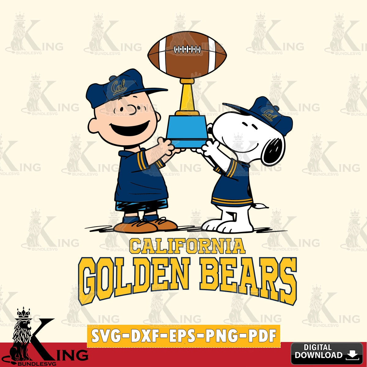 California Golden Bears Peanuts Football Trophy SVG, Cricut, Cut file  , Digital Download , Instant Download, Peanuts svg, NCAA svg, Football svg, Sport svg