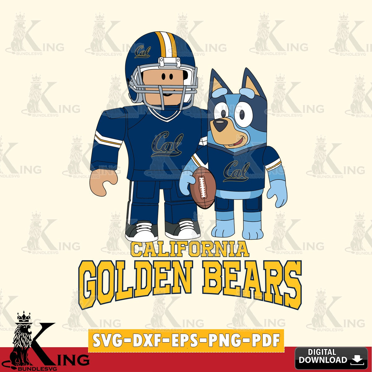 California Golden Bears Roblox & Bluey Football SVG file , NCAA Cricut,  File cut , Digital Download , PDF File