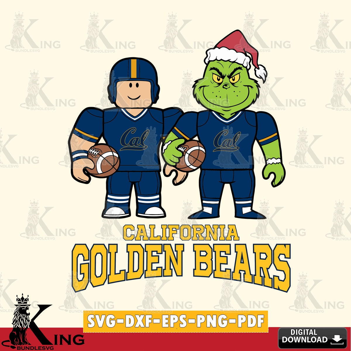 California Golden Bears Roblox & Grinch Football SVG file , NCAA Cricut,  File cut , Digital Download , PDF File