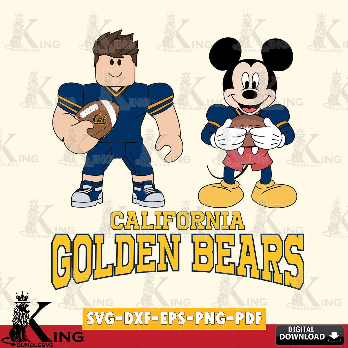 California Golden Bears Roblox & Mickey Football SVG file , NCAA Cricut,  File cut , Digital Download , PDF File