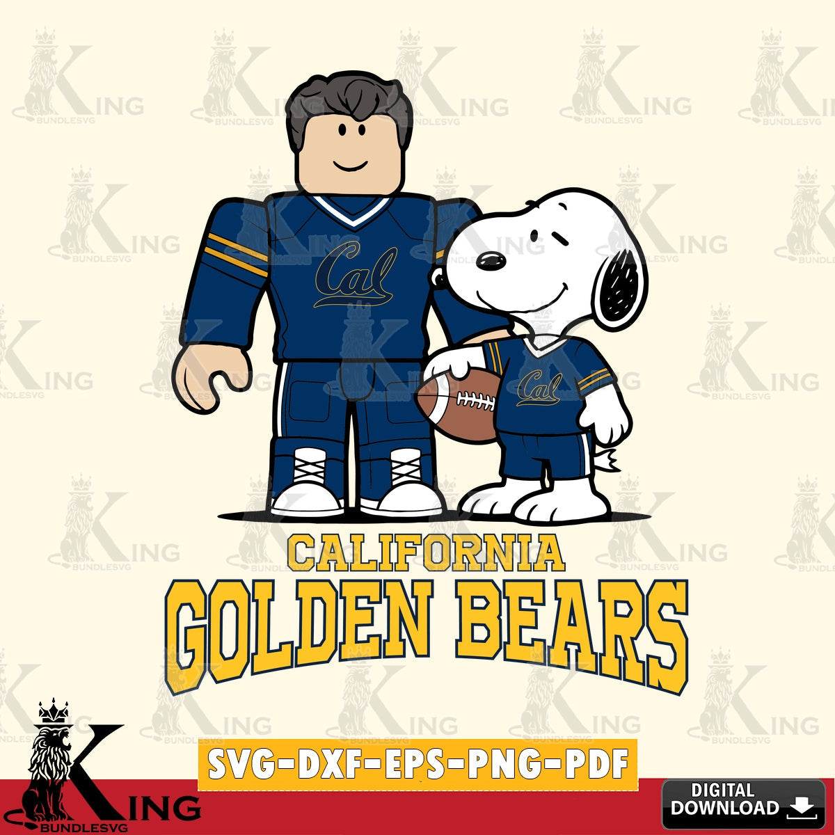 California Golden Bears Roblox & Snoopy Football SVG file , NCAA Cricut,  File cut , Digital Download , PDF File