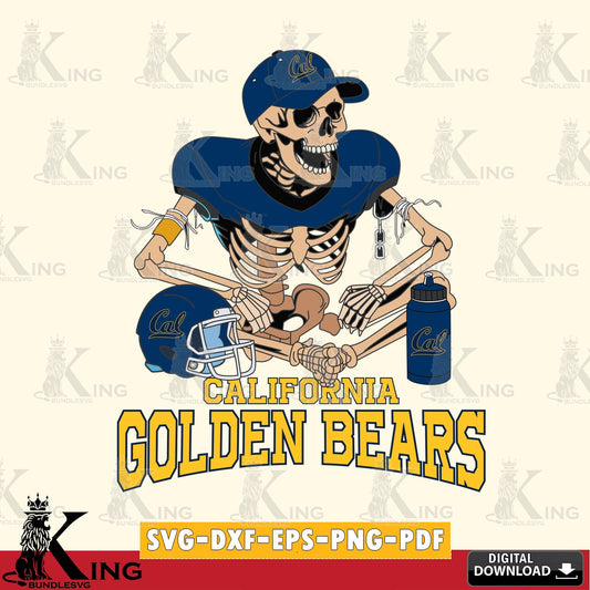 Vector design showing a California Golden Bears skeleton football player, printable vector design for sublimation and crafts