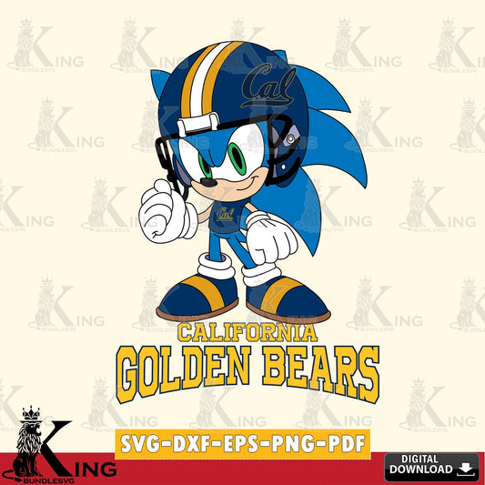 Detailed illustration of California Golden Bears Sonic Football Mascot, versatile clip art for stickers, decals, and mugs