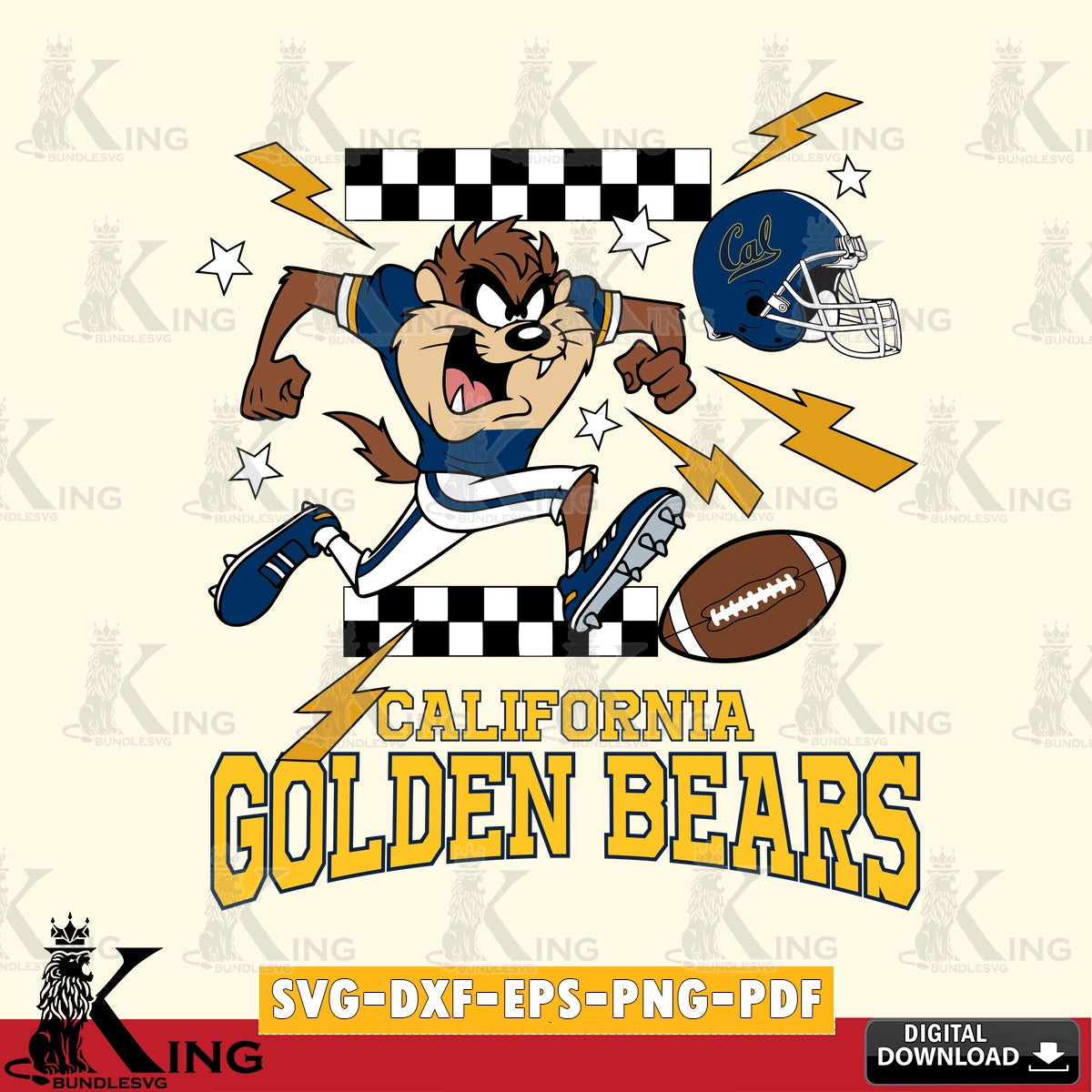 California Golden Bears Taz Football Lightning SVG file, Cut file  , Digital Download , Instant Download, Taz svg, NCAA svg