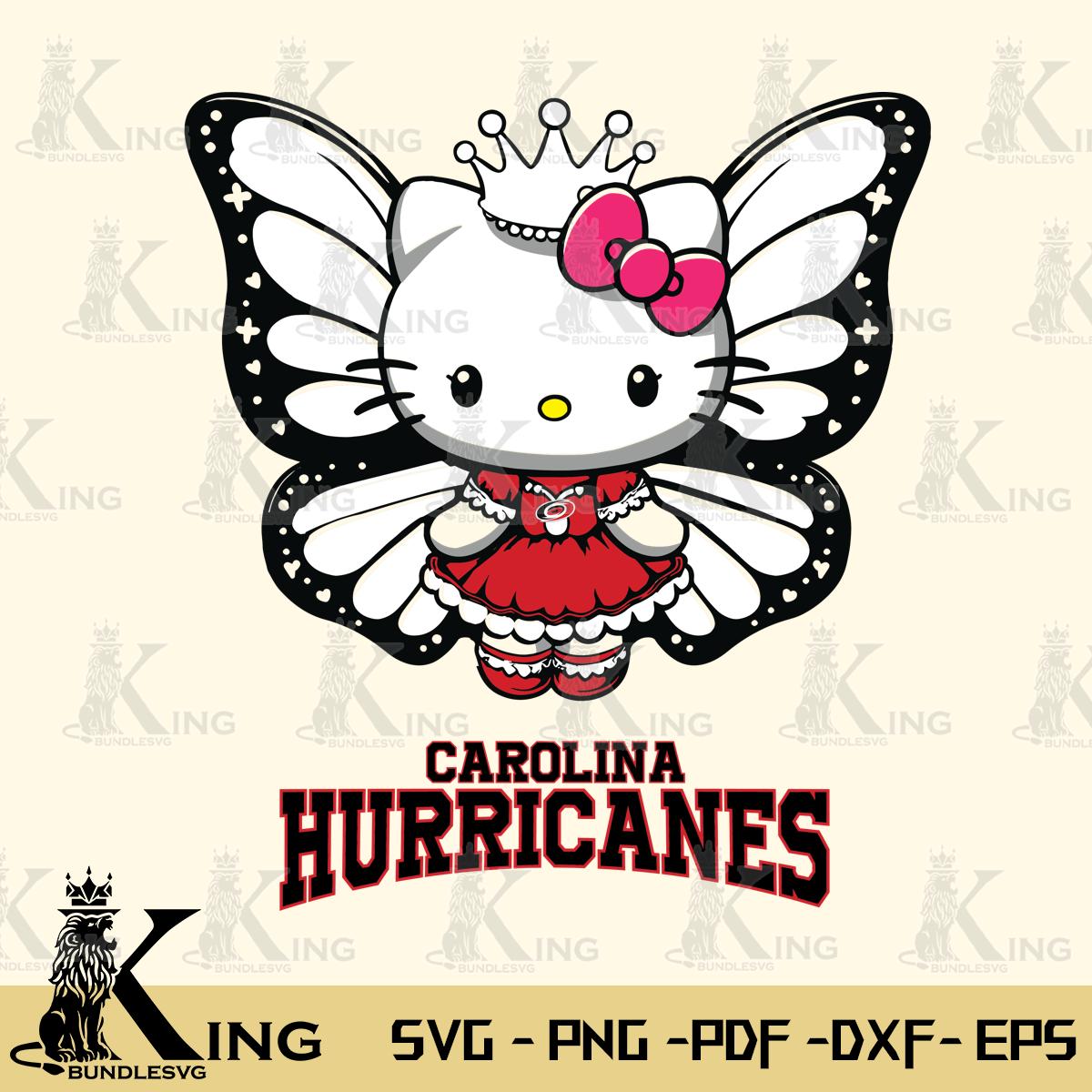 Carolina Hurricanes Kitty Wings & Flowers Svg Eps Dxf Png File, Digital Download