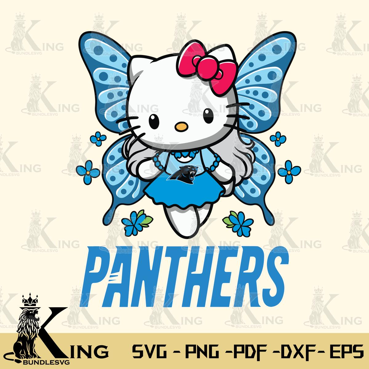 Carolina Panthers Butterfly Kitty Charm Svg Eps Dxf Png File, Digital Download