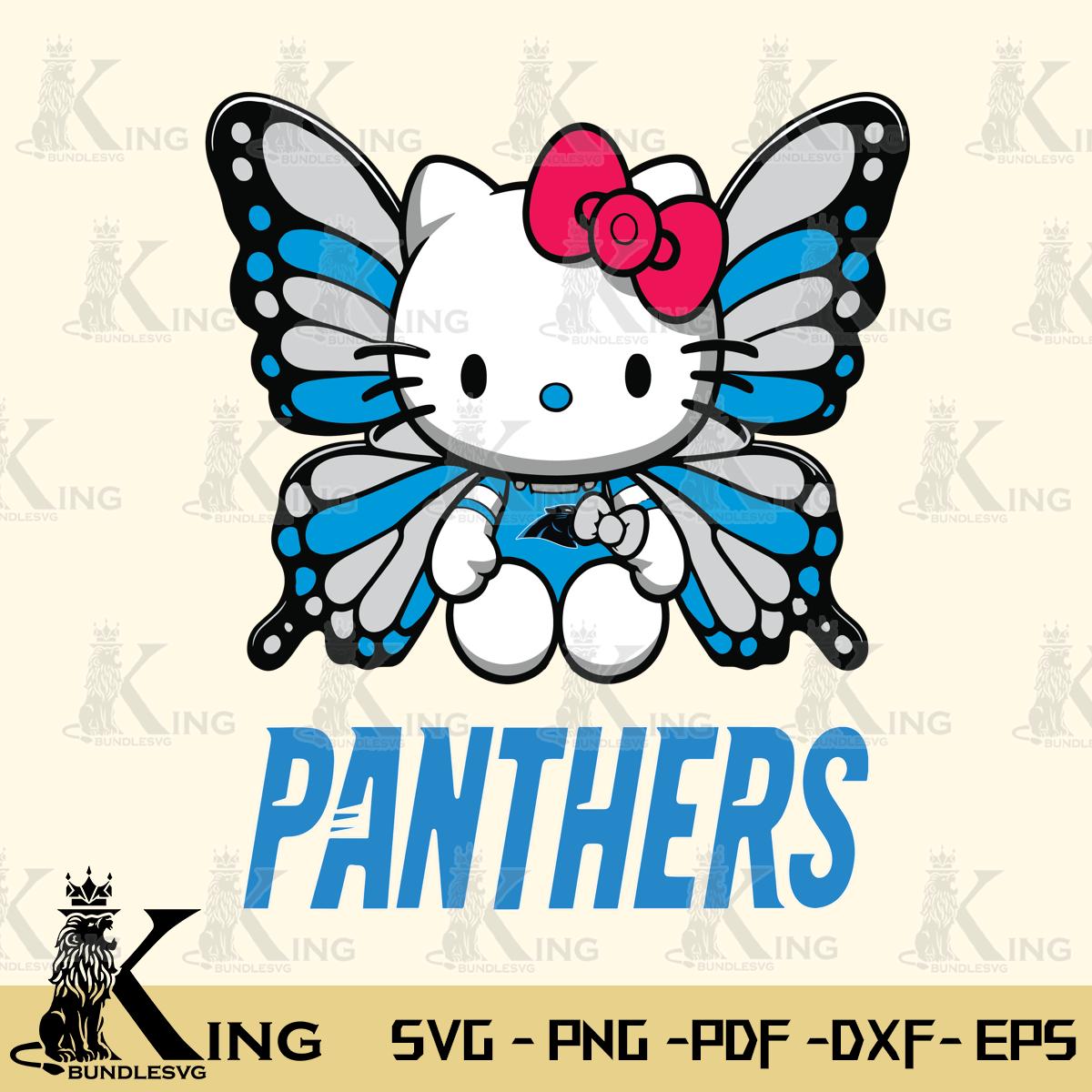 Carolina Panthers Butterfly Kitty Delight Svg Eps Dxf Png File, Digital Download