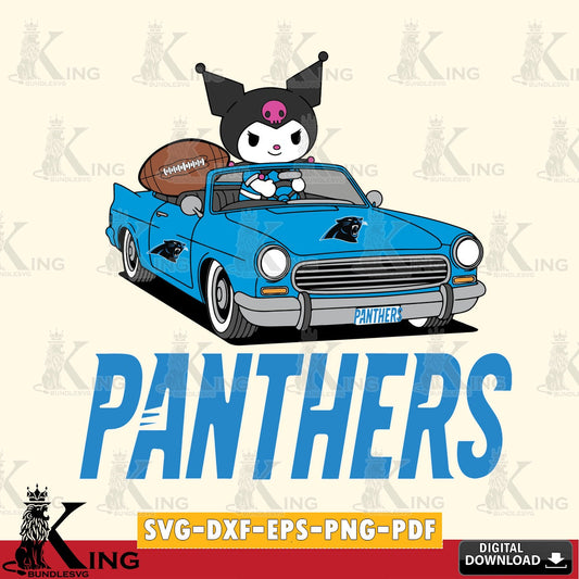 Carolina Panthers Kuromi Car Football Game SVG file, Cricut, Cut file  , Digital Download , Instant Download, Sanrio svg, Clipart