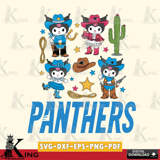 Carolina Panthers Kuromi Cowboy Western SVG file, Cricut, Cut file  , Digital Download , Instant Download, Sanrio svg, Clipart