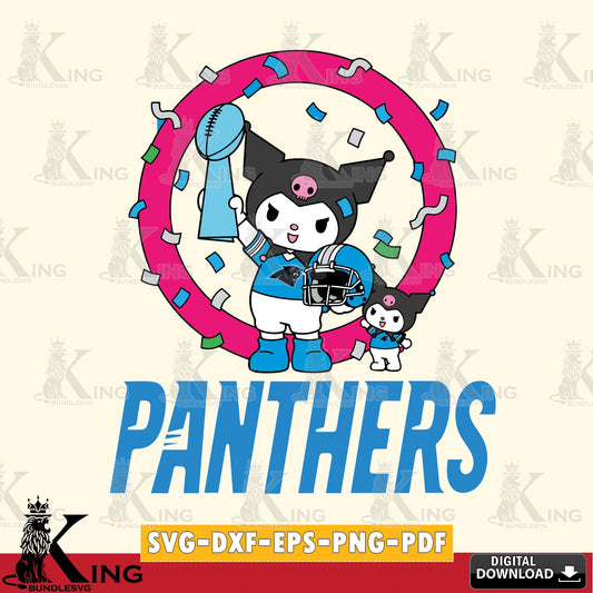 Carolina Panthers Kuromi Football Champion SVG file, Cricut, Cut file  , Digital Download , Instant Download, Sanrio svg, Clipart