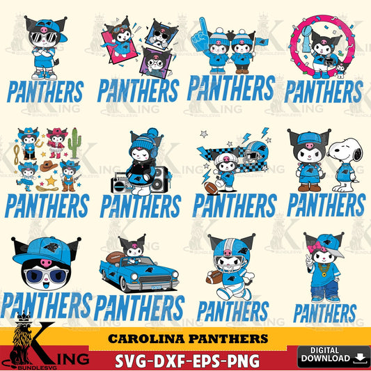 Carolina Panthers Kuromi Football Jersey NFL Bundle SVG file, Cricut, Cut file  , Digital Download , Instant Download, Sanrio svg, Clipart
