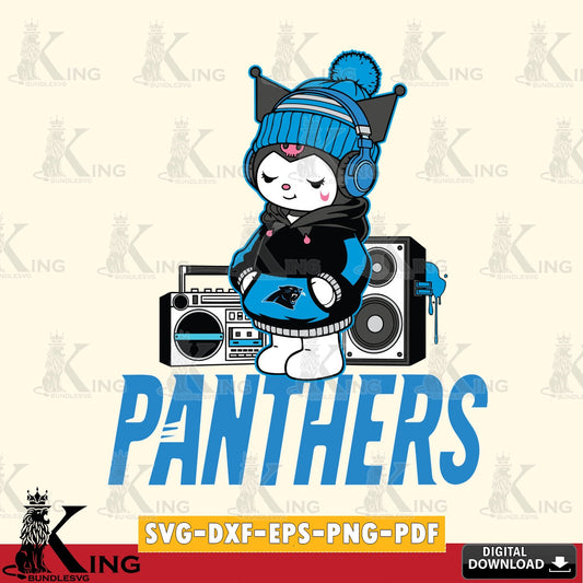 Carolina Panthers Kuromi Football Music SVG file, Cricut, Cut file  , Digital Download , Instant Download, Sanrio svg, Clipart