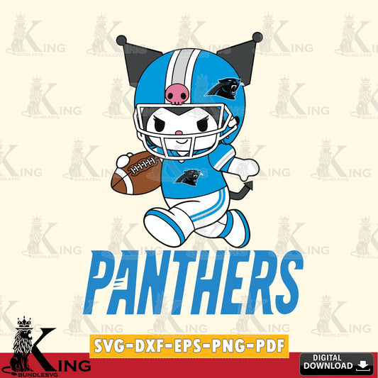 Carolina Panthers Kuromi Football Run SVG file, Cricut, Cut file  , Digital Download , Instant Download, Sanrio svg, Clipart